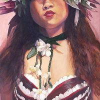 Dancer with White Orchids and Red Ti | Aloha Art